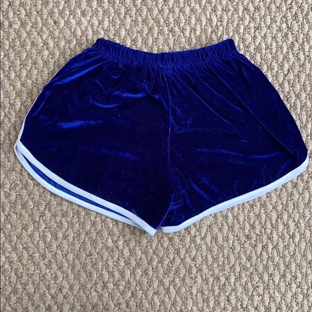 blue velvet shorts